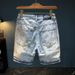 Men's Clothing Denim Shorts Men's Loose Casual Shorts Mid Waist Straight Summer Wear White Dot Hole Shorts_mkmklike.com