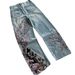 European And American Plum Blossom Embroidery 2025 Autumn Denim Style Street Fashion Embroidered Straight Pants_mkmklike.com