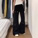 Black Flared Workwear Jeans For Men And Women, New Design, Loose Fit, High-waisted Bell-bottom Pants_mkmklike.com