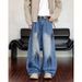 Men's Clothing Unisex Distressed High-Waisted Wide-Leg Jeans | Streetwear Baggy Denim Pants | Vintage Washed & Ripped Straight Cut For Men & Women_mkmklike.com