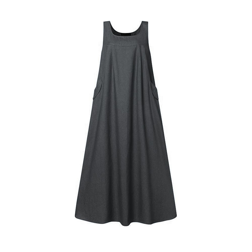 ELLE Cross-Border New Thin Denim Sleeveless Loose Pullover Casual Simple Mid-Length Strap Dress Dropshipping_mkmklike.com