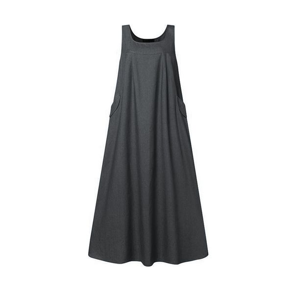 ELLE Cross-Border New Thin Denim Sleeveless Loose Pullover Casual Simple Mid-Length Strap Dress Dropshipping_mkmklike.com