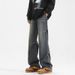 Four Seasons Washing Water Mopping Jeans Solid Color Retro Simple Hong Kong Style Loose Straight Pants_mkmklike.com