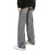 Nordmann Charcoal Gray Jeans For Men Loose Straight New Casual American Style Trendy High Street Cool Wide-Leg Pants_mkmklike.com