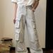 Retro Washed Straight Leg Cargo Jeans Multi Pocket High Street Trendy Brand Casual Wide Leg for Men And Women_mkmklike.com