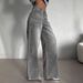 Women's Clothing Street Retro Smoky Gray Washed Wide Leg Jeans Autumn And Winter High Waist Loose Wide Leg Mopping Pants_mkmklike.com