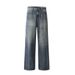 Washed Vintage Denim Punk Street Style Loose Casual Straight Men's Versatile Cargo Dad Pants_mkmklike.com
