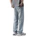 Men's Lightweight Linen-Blend Jeans - Summer Relaxed Fit Straight Leg Trousers With Breathable Fabric & Casual Style_mkmklike.com