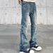 American Style Washed Vintage Cleanfit Jeans For Men Straight Leg Slightly Flared High Street Vibe Slim Fit Long Pants_mkmklike.com
