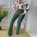 Women's Clothing Casual Suit Printed Stand up Collar Long sleeved Shirt Top Wide leg Pants Two piece Suit_mkmklike.com
