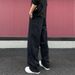 Casual Slanted Cut Jeans For Men, Autumn Trendy High Street Loose Straight Wide-leg Cleanfit Casual Pants_mkmklike.com