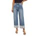 Women's Clothing Stretch Denim Jeans For Women - Comfortable Straight Leg Cropped Jeans With Washed & Rolled Hem, Mid-Rise Casual Pants_mkmklike.com