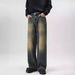 Autumn And Winter Main Promotion Neutral Straight Loose Slightly Wide-leg Jeans Men_mkmklike.com
