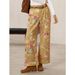 Women's High-Waisted Wide Leg Jeans Retro Rose Print Loose Fitting Casual Trousers Rolled up Cross Border Bestseller_mkmklike.com