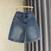 New Style Retro High-Waisted Men's Cropped Denim Shorts Loose Fitting Wide Leg With Rhinestone Embellishments Summer Fashion_mkmklike.com