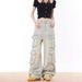 Men And Women Fashion Jeans Cargo Multi-Pocket Decorative Casual Straight Wide-Leg Pants High Street Hip-Hop_mkmklike.com
