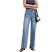 Women's Loose Wide Leg Plus Size Button Flared Jeans Casual Versatile New Clothing_mkmklike.com