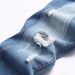 Men's Straight Leg Distressed Jeans - High Street Blue Denim Pants For Teen & Streetwear Fashion_mkmklike.com