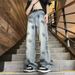 2025 Spring And Autumn New Japanese Straight Jeans Men's And Korean Version Trend Loose Wide Legs Casual Versatile Long Pants Tide_mkmklike.com