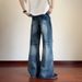 Men's Distressed Ripped Jeans Straight Leg Loose Fit Slimming Slightly Flared Wide Leg Summer Style American High Street Vibe Pants_mkmklike.com