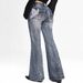 Women's Slim Fit Stretchy Jeans High Street Trendy Embroidered Flared Trousers_mkmklike.com