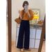 New Style Dark Blue Petite Women's Jeans Plus Size Slimming Loose Fit Cropped Wide Leg Pants Pear Shaped Figure_mkmklike.com