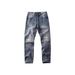 Men's Vintage Relaxed Fit Jeans – Distressed Denim With Whiskering & Knee Rips (Classic Blue, S-Xxxl)_mkmklike.com