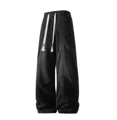 Men's Vintage High Street Loose Fit Straight Leg Jeans - Distressed Denim For Casual Wear (Black/Blue/Tan, Sizes M-5xl)_mkmklike.com