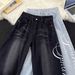 Vintage Washed Denim Jeans For Men – Relaxed Straight-Leg Wide Fit (S-3XL, Mid-Rise, Cotton Blend, Black/Blue)_mkmklike.com