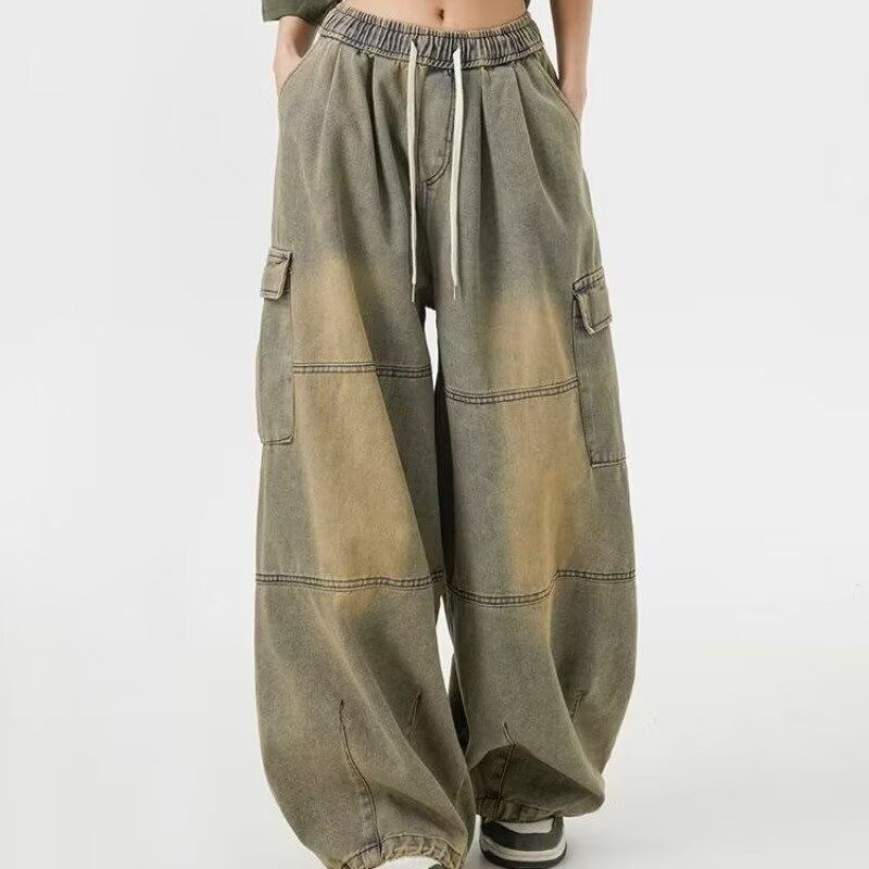 Men's Clothing High Street Retro Design Wide Leg Jeans Men's High Street Hiphop High Street Straight Loose Long Pants_mkmklike.com