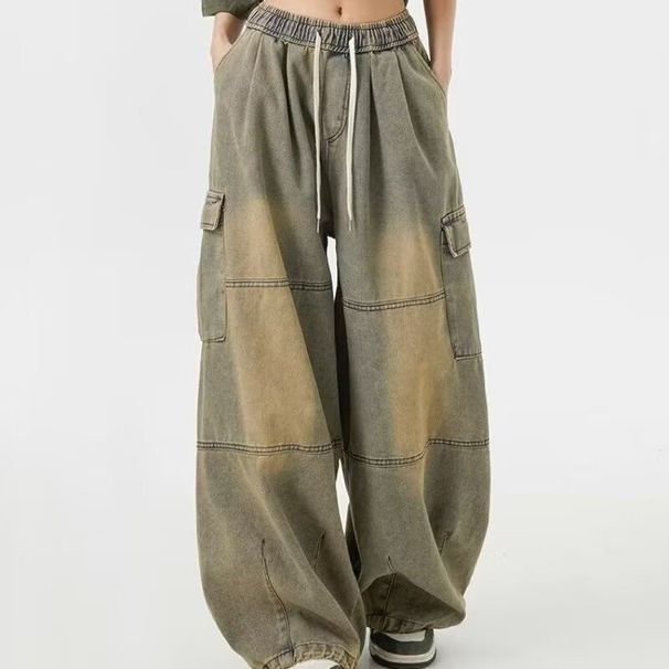 Men's Clothing High Street Retro Design Wide Leg Jeans Men's High Street Hiphop High Street Straight Loose Long Pants_mkmklike.com