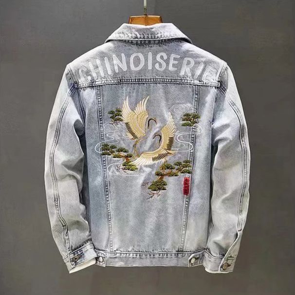 Men's Clothing Chinese Fashion Brand Embroidered Denim Jacket For Men Spring New Style National Trend Print Slim Stretch Jacket All Match Tops_mkmklike.com