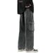 Men's Retro Style Wide Leg Jeans Loose Fit Trendy Cargo Pants High Street Multi Pocket Casual Functional Mid Waist Black Blue_mkmklike.com