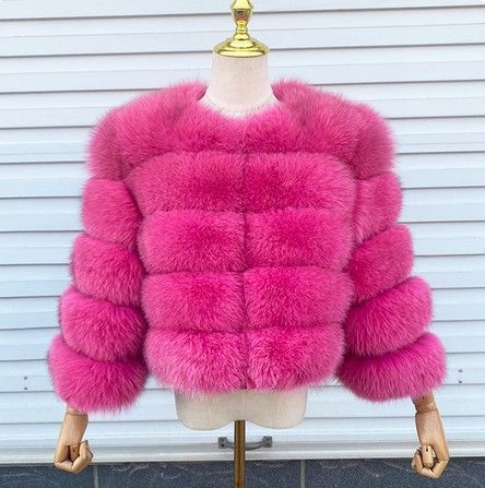 Women's Clothing fur coat fox fur patchwork winter thick warm long sleeve short fur coat_mkmklike.com