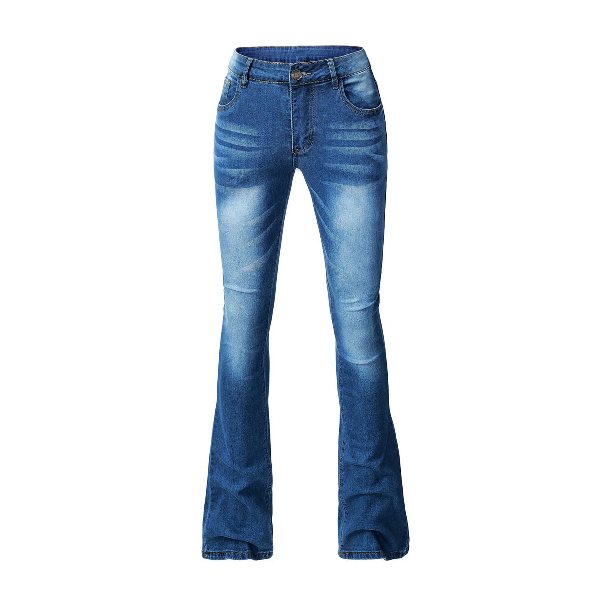 Women's Clothing Jeans Tight Elastic Tassel Flared Pants Trousers Solid Color Jeans_mkmklike.com