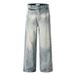 Washed Gradient Jeans Men's Casual Straight Long Street Fashion Punk Distressed Loose Wide-Leg Dad Pants_mkmklike.com