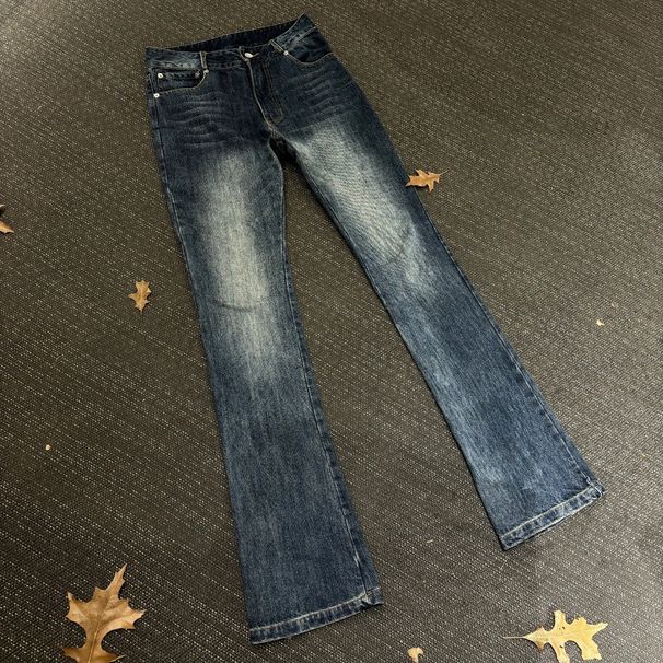 Vintage Washed Blue Denim Jeans For Men - Relaxed Fit Comfort Stretch With Classic Style Comfort Slight Stretch Fabric_mkmklike.com