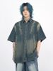 Men's Clothing Washed Gradient Deconstructed Short Sleeved Denim Shirt For Men New Design Niche Versatile Handsome Shirt_mkmklike.com