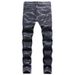 Suitable For All Seasons Men's Plus Size Straight Leg Stretch Personality Tie-Dye Ripped Jeans Long Pants_mkmklike.com