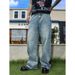 Men's American Streetwear Loose Straight-Leg Jeans Embellished Denim Pants with Beaded Details_mkmklike.com