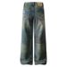 Men's Clothing High Street Ripped Jeans Men's Trendy Brand Handsome Street Retro Old Wide Leg Beggar Pants_mkmklike.com