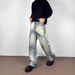 Men's Clothing High Street Tie Dyed Gradient Washed Jeans For Men And Women Retro Vibe Dirty Dyed Loose Straight Flared Wide Leg Pants_mkmklike.com