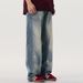 Designed Washed White Denim Jeans Men's American High Street Loose Straight Pants Trendy Brand Veatile Wide-Leg_mkmklike.com