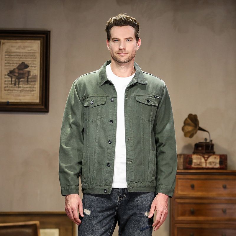 Men's Slim Fit White Denim Jacket - Classic Streetwear Coat With Washed Finish, Lightweight & Stylish, Trendy Fall Winter Outerwear For Teens_mkmklike.com