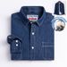 Pulse 2023 New Men's Pure Denim Long Sleeve Washed Cotton Casual Top Cardigan All-Season Wear Shirt_mkmklike.com