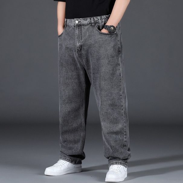Autumn And Winter Jeans Men's Loose Straight Tube Plus Fat Plus Size High Waist Fat Pants_mkmklike.com
