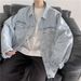 Men's Oversized Denim Jacket New Spring Autumn Loose Fit Ins Style Trendy High Street American Top_mkmklike.com