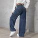 Women's Clothing Women's Stretch Denim Jeans - High Waist Loose Fit Comfortable Casual Pants For Work & Daily Wear (Dark Blue, Sizes 25-32)_mkmklike.com