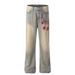 Vintage Embroidered Distressed Bootcut Jeans For Men & Women – High Waist Retro Denim Pants With Flared Hem_mkmklike.com