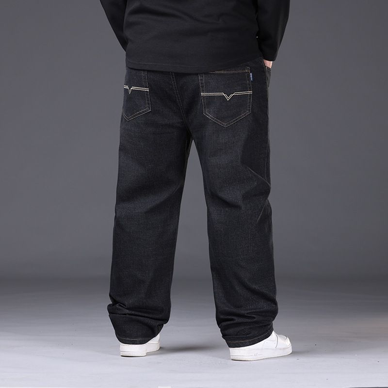 A Drop Shipping Fattening Plus-size Jeans Men's Business Loose Straight Trousers Foreign Trade Fat Man Fat Men's Pants_mkmklike.com